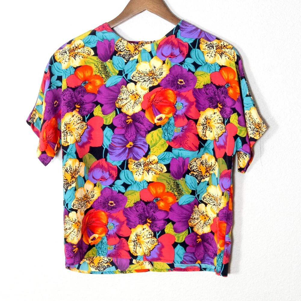 Che Studio Blouse Size S Multicolor Tropical Floral Lightweight Top